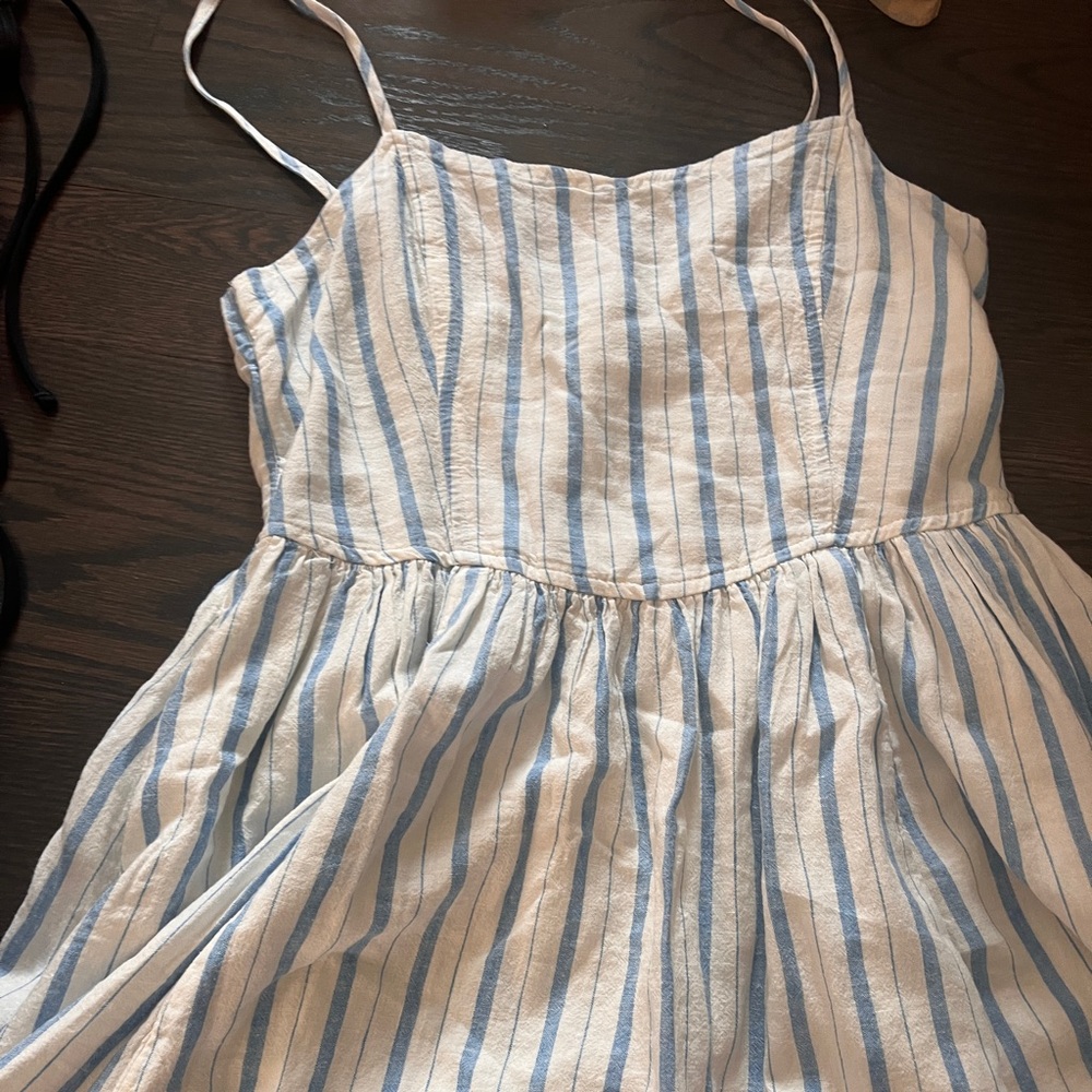 White and blue striped dress from Aerie